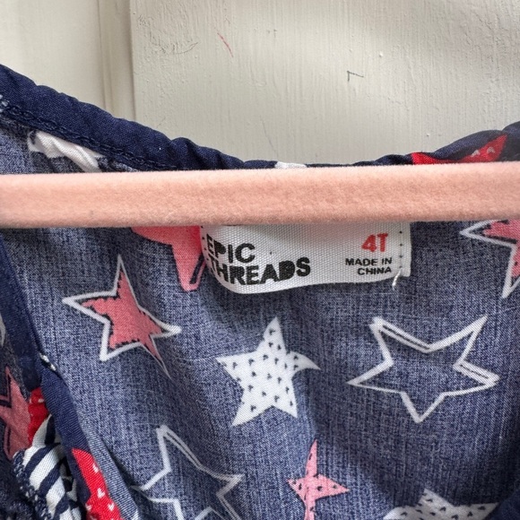 Epic Threads 4T Girls Blue and Red Star 4th of July Patriotic Camisole Blouse - Picture 5 of 6